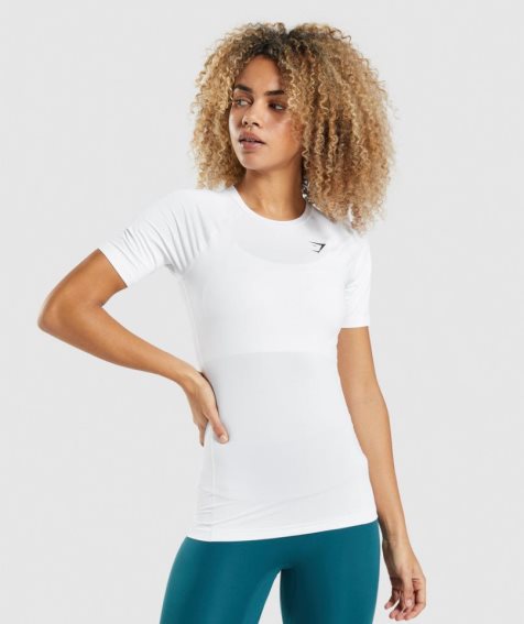 Women's Gymshark Training Baselayer T-Shirts White | NZ 2GVMRI